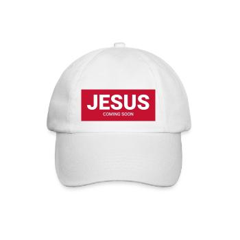 Jesus kommt bald – rot - Baseballkappe - Weiß/Weiß - Vorne