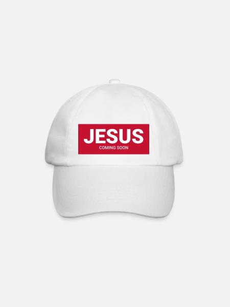 Jesus kommt bald – rot - Baseballkappe - Weiß/Weiß