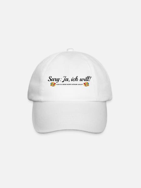 Sarg Ja, ich will, lustiger Spruch JGA, Heirat - Baseballkappe - Weiß/Weiß