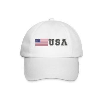 TEAM USA amerikanische Flagge Fahne vor Schrift - Baseballkappe - Weiß/Weiß - Vorne
