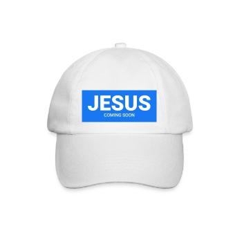 Jesus kommt bald – blau - Baseballkappe - Weiß/Weiß - Vorne