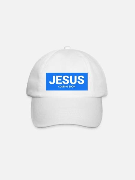 Jesus kommt bald – blau - Baseballkappe - Weiß/Weiß