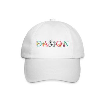 DAMON Namenskunst mit gestickten Blumen - Baseballkappe - Weiß/Weiß - Vorne