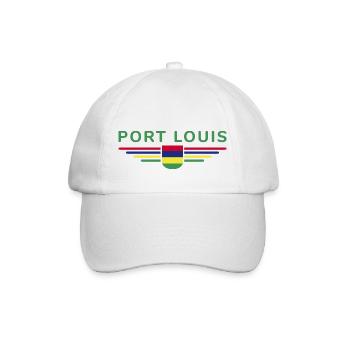 Port Louis T-Shirt – Für Mauritius-Fans - Baseballkappe - Weiß/Weiß - Vorne