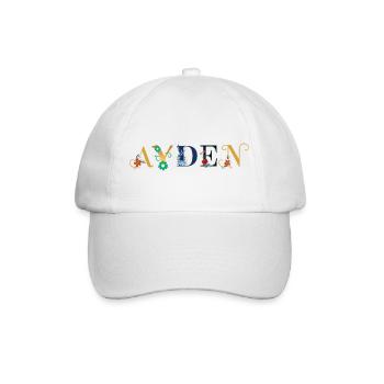 AYDEN Name mit Blumen geschmückt - Baseballkappe - Weiß/Weiß - Vorne