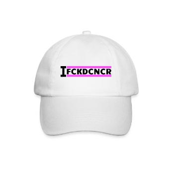 I FUCKED CANCER - Banner Rosa (Brustkrebs) - Baseballkappe - Weiß/Weiß - Vorne