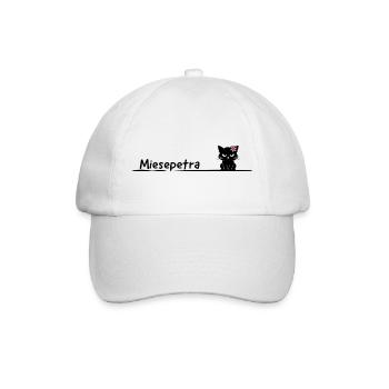 Miesepetra – Lustiges Katzen Wortspiel Petra - Baseballkappe - Weiß/Weiß - Vorne