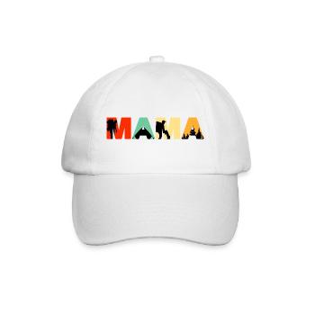 Mama Camping Retro Sunset Hiking Silhouette - Baseballkappe - Weiß/Weiß - Vorne