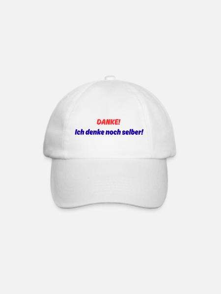 Danke! ich denke noch selber! - Baseballkappe - Weiß/Weiß