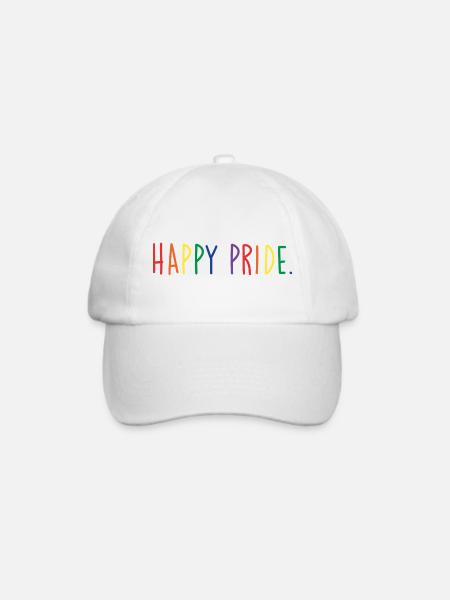 HAPPY PRIDE rainbow - Baseballkappe - Weiß/Weiß