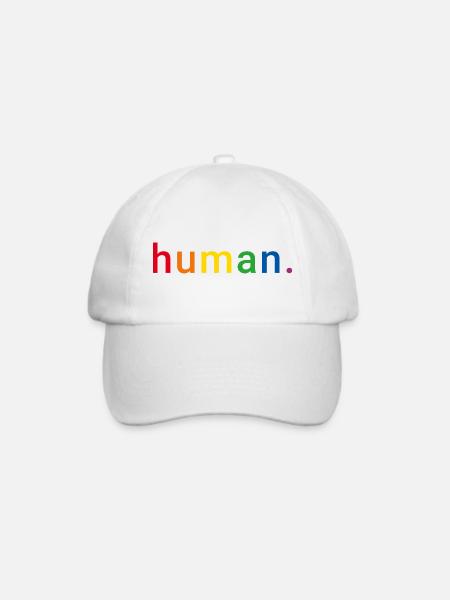 Human Regenbogen Menschenrechte LGBTQ  - Baseballkappe - Weiß/Weiß
