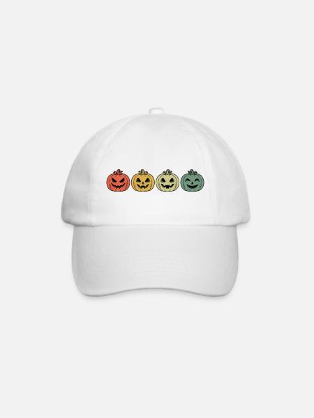 Retro Vintage Kürbiskopf-Halloween - Baseballkappe - Weiß/Weiß