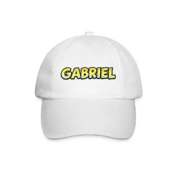 Gabriel – Handgezeichnete Typografie - Baseballkappe - Weiß/Weiß - Vorne