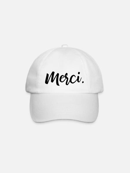 Merci - Danke Französisch Geschenk - Baseballkappe - Weiß/Weiß