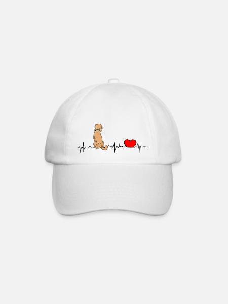 Pudel Herzlinie - heartbeat Doodle - Baseballkappe - Weiß/Weiß