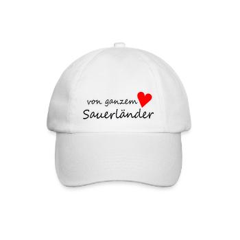 Von ganzem Herzen Sauerländer - Baseballkappe - Weiß/Weiß - Vorne