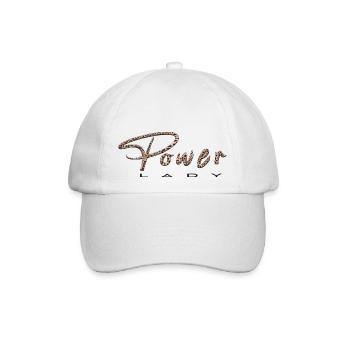 Damen T-shirt, power lady, Geschenk, Motivation - Baseballkappe - Weiß/Weiß - Vorne