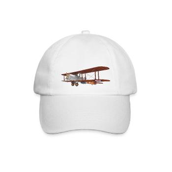 Doppeldecker Flugzeug von 1915 - Baseballkappe - Weiß/Weiß - Vorne