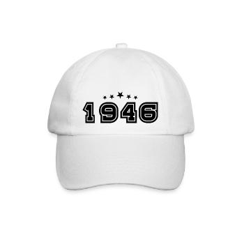 1946 - Jahrgang 1946 - Baujahr 1946 - Baseballkappe - Weiß/Weiß - Vorne