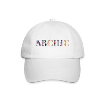ARCHIE Name mit Blumen geschmückt - Baseballkappe - Weiß/Weiß - Vorne