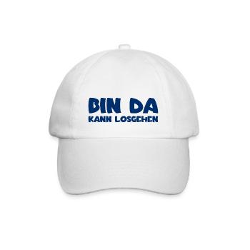 Bin da - Kann losgehen - Baseballkappe - Weiß/Weiß - Vorne