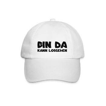 Bin da - Kann losgehen - Baseballkappe - Weiß/Weiß - Vorne
