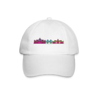 Budapester Stadtskyline-Parlament: Moderne Kunst - Baseballkappe - Weiß/Weiß - Vorne