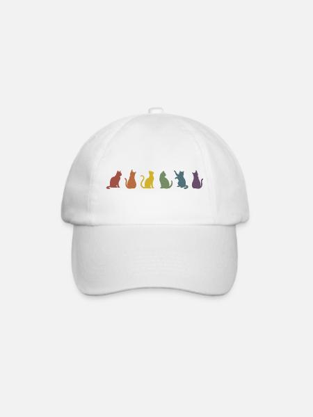 Bunte Pride Katzen Silhouetten - Baseballkappe - Weiß/Weiß