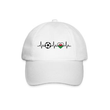 Wales Fußball Herzschlag Wales - Baseballkappe - Weiß/Weiß - Vorne