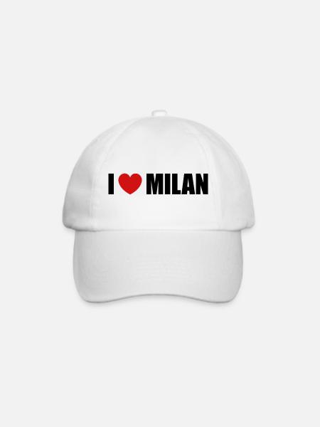 I Love Milan Italien - Baseballkappe - Weiß/Weiß