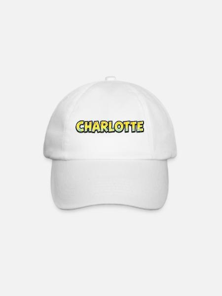 Charlotte – Handgezeichnete Typografie - Baseballkappe - Weiß/Weiß