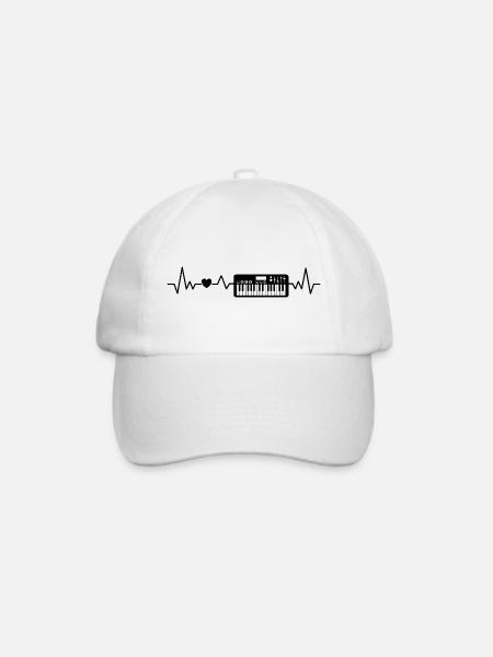 Keyboard Herzschlag Für Klavierspieler Keyboarder - Baseballkappe - Weiß/Weiß