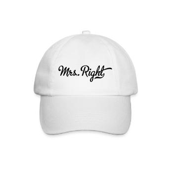 Mrs. Right - Baseballkappe - Weiß/Weiß - Vorne