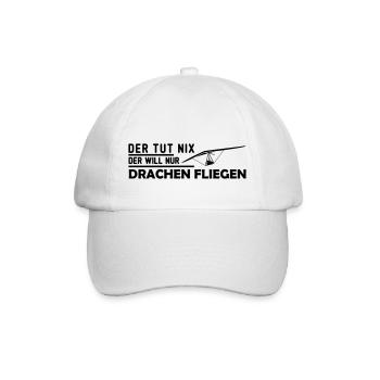 der will nur hängegleiten Geschenk - Baseballkappe - Weiß/Weiß - Vorne