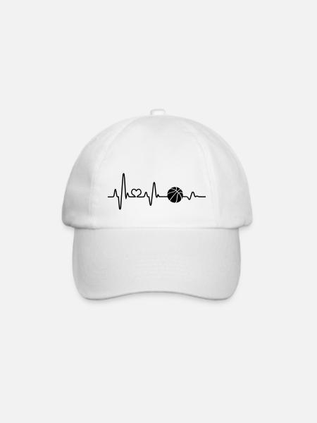 Basketball Basketballspieler Basket Herzschlag EKG - Baseballkappe - Weiß/Weiß