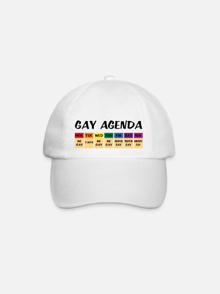 Gay agenda LGBT Spruch Geschenk Pride Rechte - Baseballkappe - Weiß/Weiß