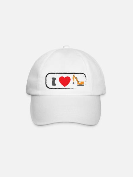 I Love Tractopelle - Baseballkappe - Weiß/Weiß