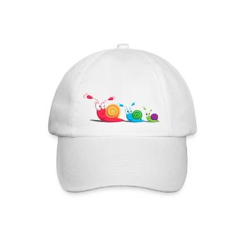 T-Shirt Schnecken Kinder Baby Schnecke T-Shirts - Baseballkappe - Weiß/Weiß - Vorne