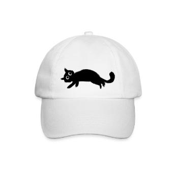 Schwarze Katze Charbo Ruhe - Baseballkappe - Weiß/Weiß - Vorne