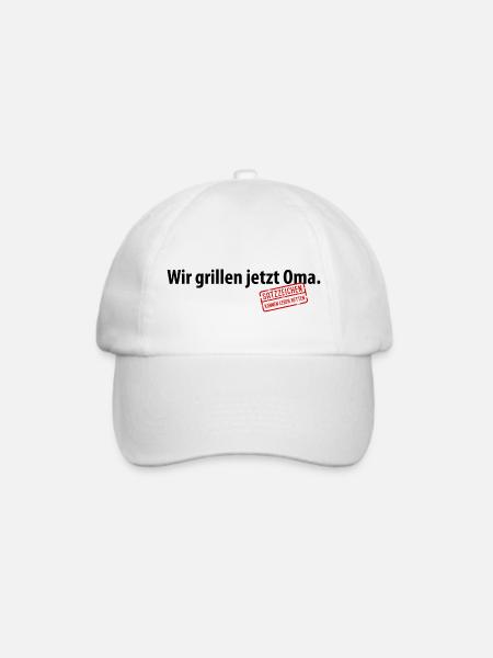 Wir grillen jetzt Oma Satzzeichen Komma Leben Omi - Baseballkappe - Weiß/Weiß