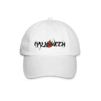 Halloween mit furchterregendem Kürbis - Baseballkappe - Weiß/Weiß - Vorne