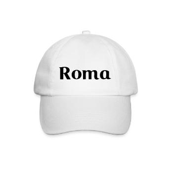 Roma - Schwarze Schrift - Baseballkappe - Weiß/Weiß - Vorne