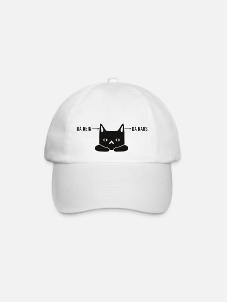 Katze da rein da raus Lustig - Baseballkappe - Weiß/Weiß