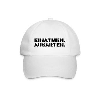 einatmen ausarten schwarz großbuchstaben - Baseballkappe - Weiß/Weiß - Vorne