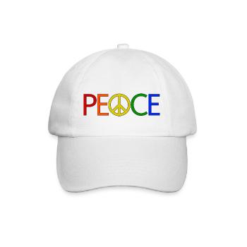 PEACE mit Friedenssymbol Peacezeichen Peacesymbol - Baseballkappe - Weiß/Weiß - Vorne