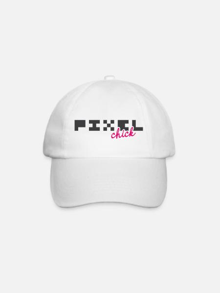 Pixelchick - Baseballkappe - Weiß/Weiß
