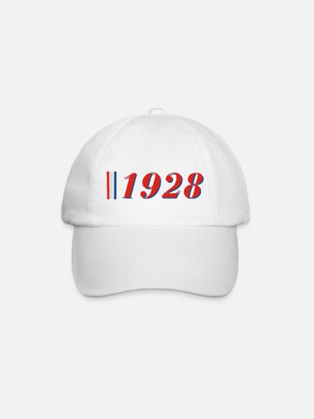 Jahr 1928 - Baseballkappe - Weiß/Weiß