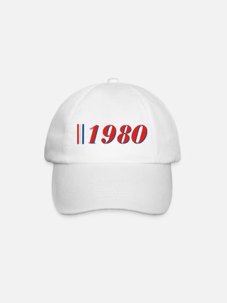 Jahr 1980 - Baseballkappe - Weiß/Weiß