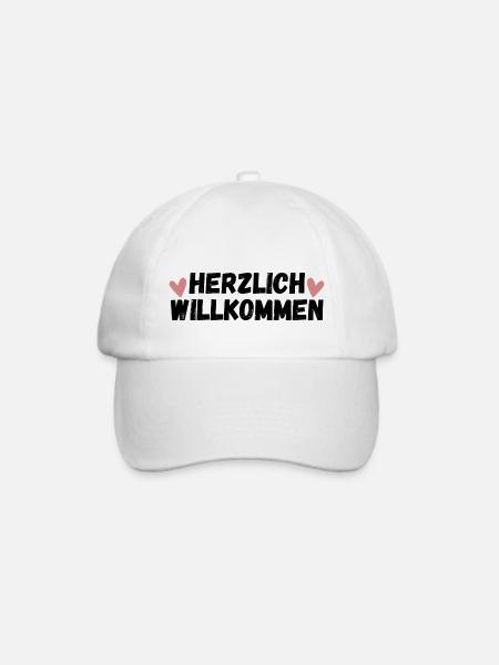 Herzlich Willkommen Herz Liebe - Baseballkappe - Weiß/Weiß