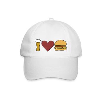 Burger Bier Liebe Herz - Baseballkappe - Weiß/Weiß - Vorne